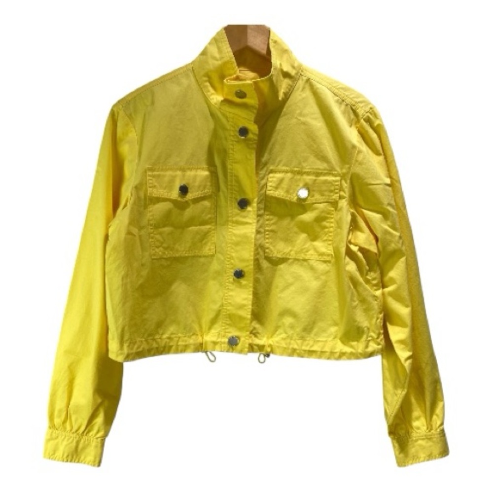 New Michael Michael Kors Funnel Neck Jacket Size 6 Yellow Cotton Ptp 19.5